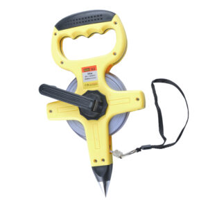 Portable tape measure with plastic frame